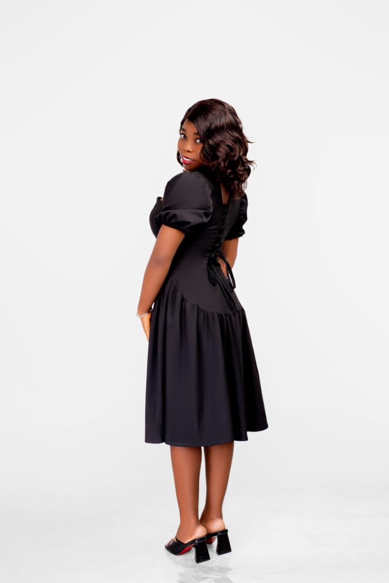 The Noir Grace Midi Dress