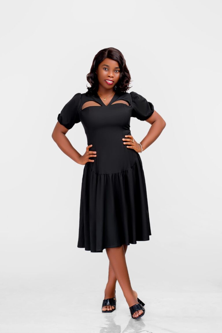 The Noir Grace Midi Dress
